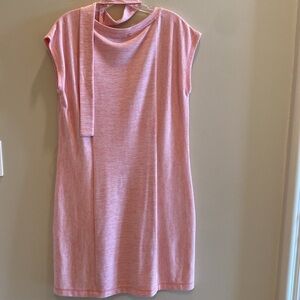 Talbots SOFT Scoop Neck Cap Sleeve Shift Dress Dress Pink White Stripe Sz MP